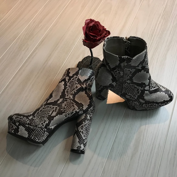 bamboo faux snakeskin booties
